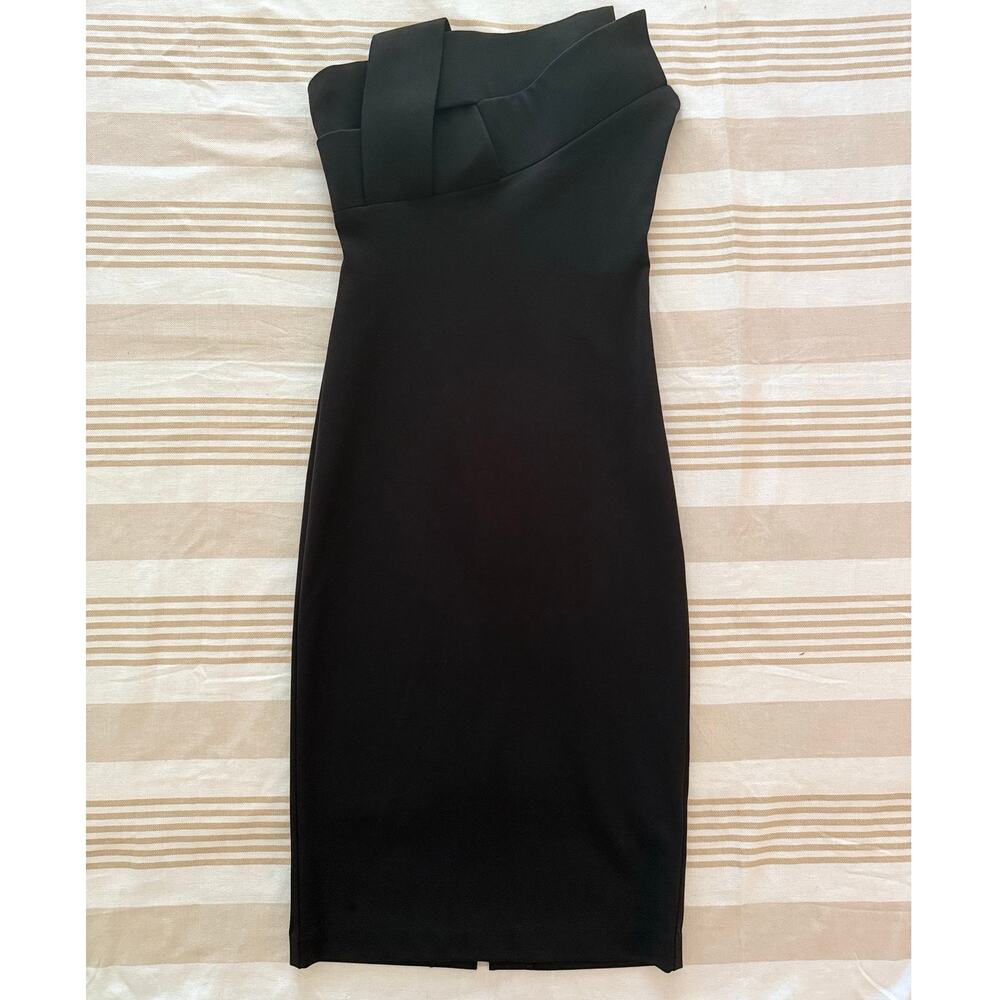 Aqua NWT ($238) | black Asymmetric Woven Detail Strapless Dress | size 0